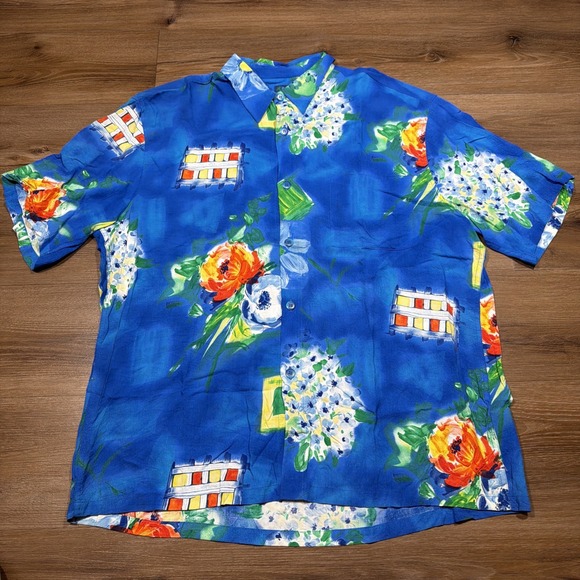 Jams World Other - JAMS WORLD Men's XL Hawaiian Button Shirt "Bludrangea" Floral Blue 100% Rayon